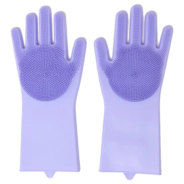 2pcs Silicone Kitchen Household Washing Cleaning Gloves