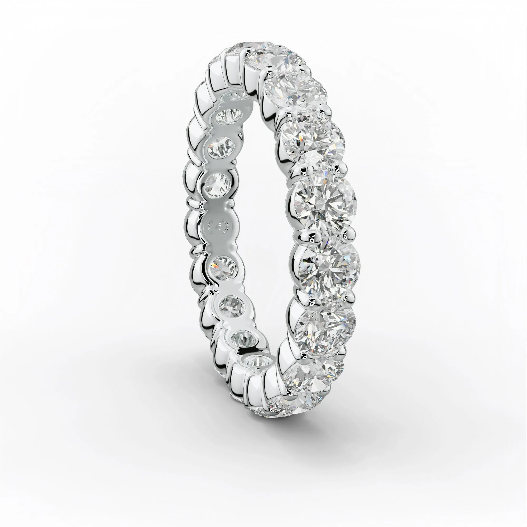 3.0 Carat Round Cut Diamond Classic Eternity Band Shared Prong