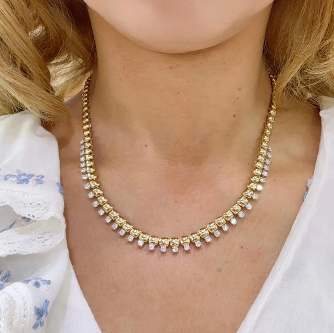 3.08ct tw Diamond Gold Statement Necklace