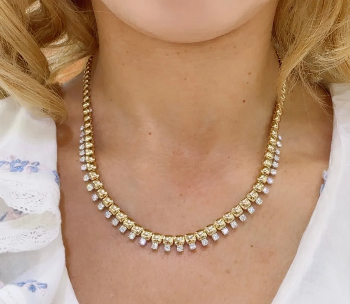 3.08ct tw Diamond Gold Statement Necklace
