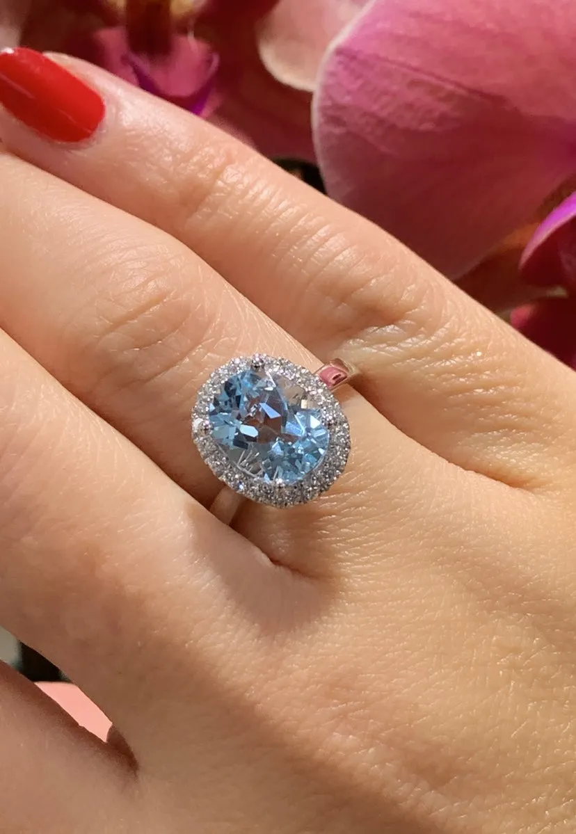 3.35ct tw Blue Topaz & Diamond Cocktail Ring