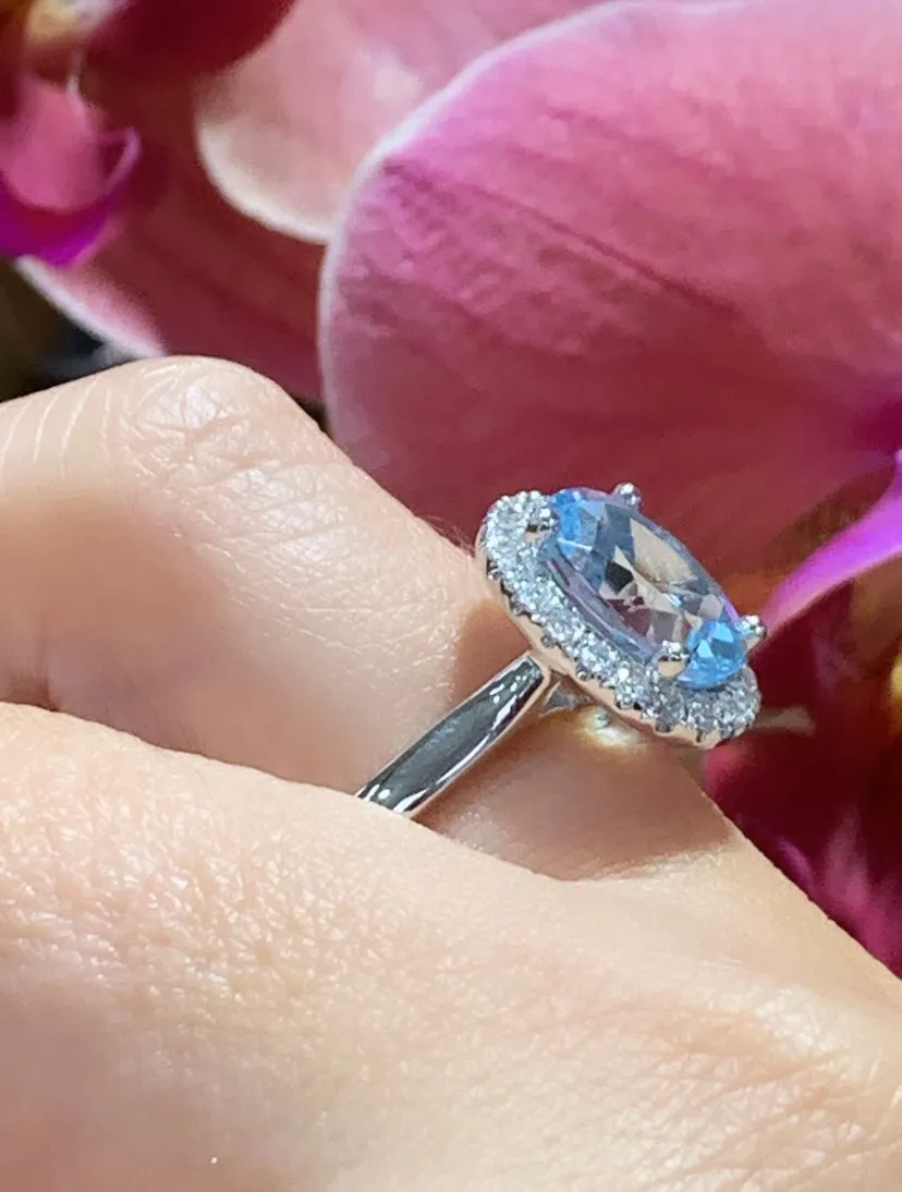 3.35ct tw Blue Topaz & Diamond Cocktail Ring