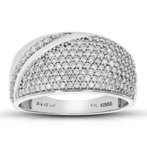 3/4 cttw Lab Grown Diamond Dome Wedding Band in Sterling Silver