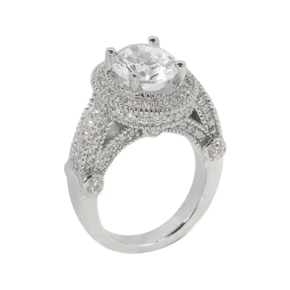 3.50 Carat Real Natural Earth Mined Diamond Engagement Ring Luxurious Antique White Gold 14K