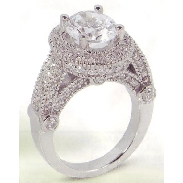 3.50 Carat Real Natural Earth Mined Diamond Engagement Ring Luxurious Antique White Gold 14K