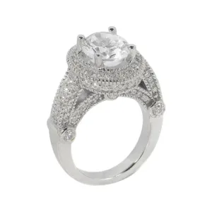 3.50 Carat Real Natural Earth Mined Diamond Engagement Ring Luxurious Antique White Gold 14K