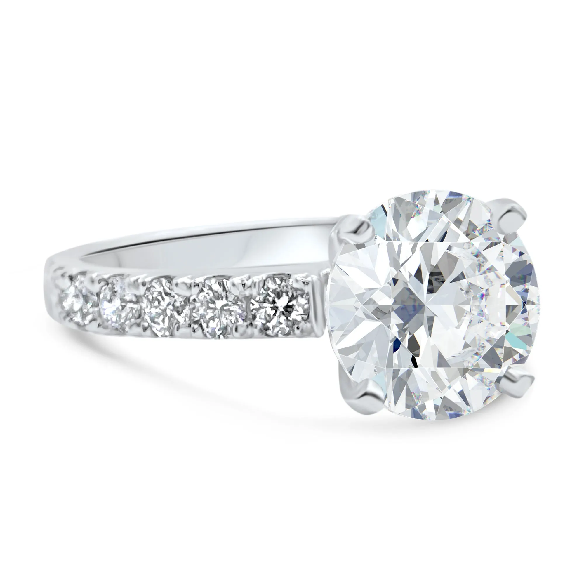 3.7 Carat Diamond Engagement Ring | 4 Prong Round | IGI Certified F/VS2 | 14k White, Rose, or Yellow Gold