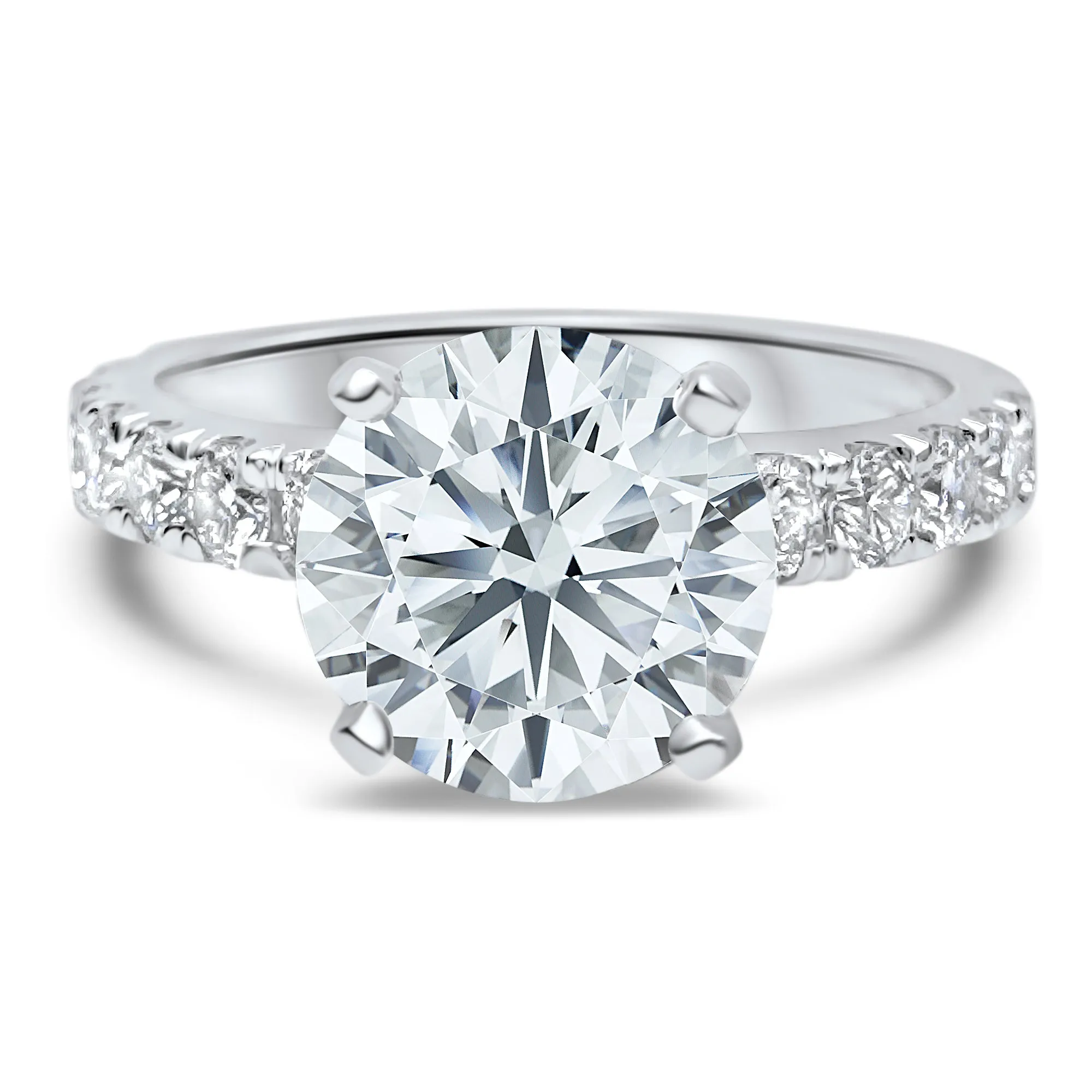 3.7 Carat Diamond Engagement Ring | 4 Prong Round | IGI Certified F/VS2 | 14k White, Rose, or Yellow Gold