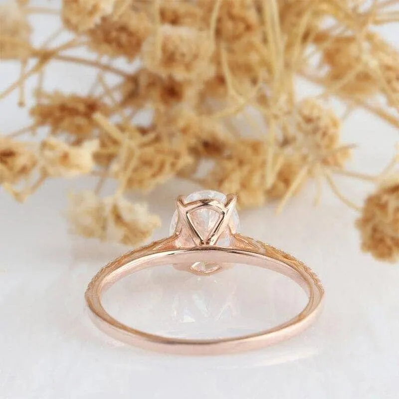 4 Prong 14K White Gold 1ct Oval Diamond Engagement Ring
