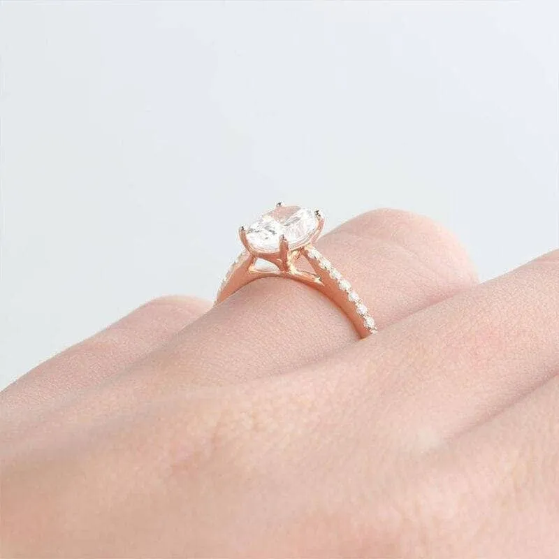 4 Prong 14K White Gold 1ct Oval Diamond Engagement Ring