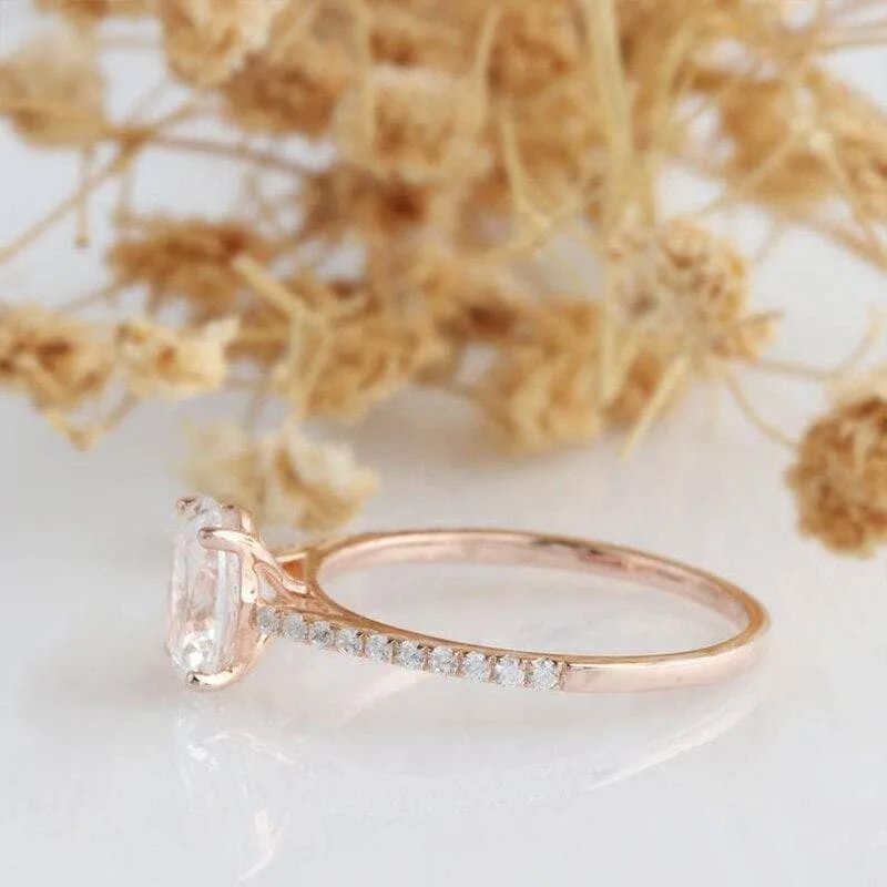 4 Prong 14K White Gold 1ct Oval Diamond Engagement Ring