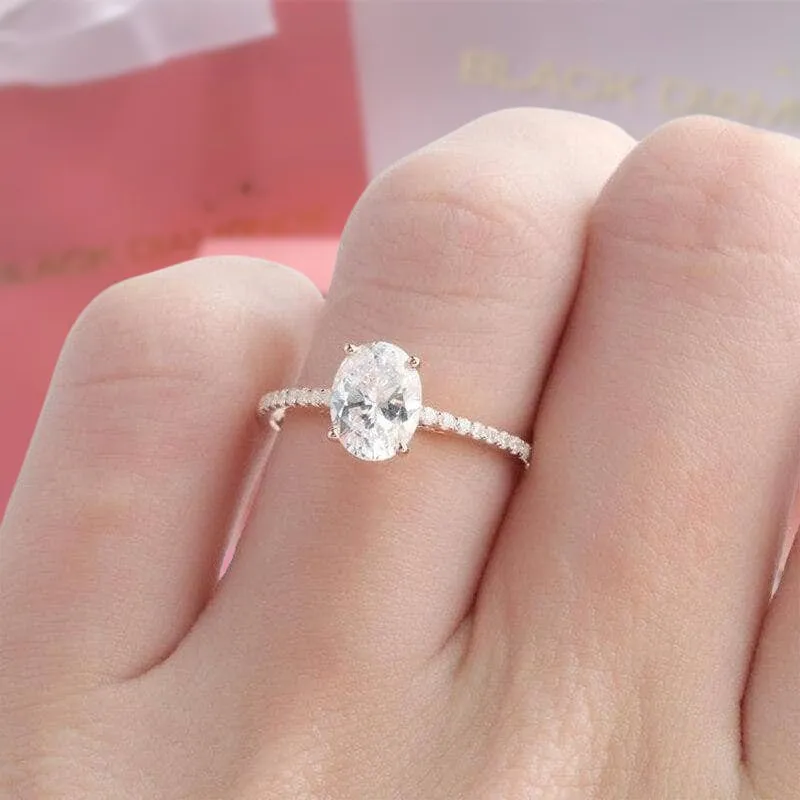 4 Prong 14K White Gold 1ct Oval Diamond Engagement Ring