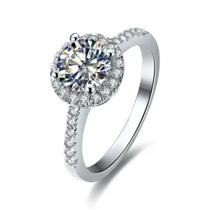 4-Prong Round Diamond Halo White Gold Engagement Ring