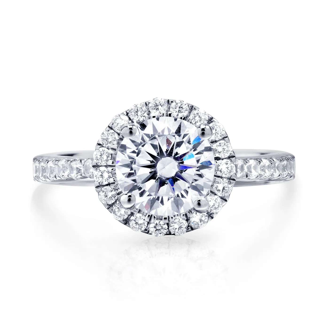 4-Prong Round Diamond Halo White Gold Engagement Ring