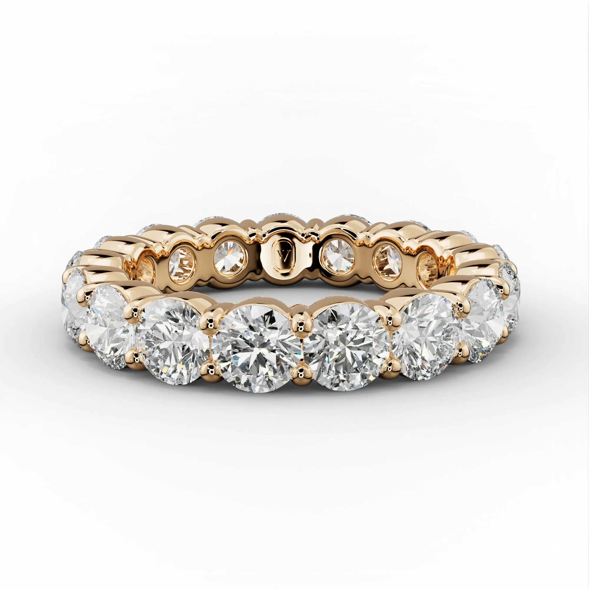4.0 Carat Round Cut Diamond Classic Eternity Band Shared Prong