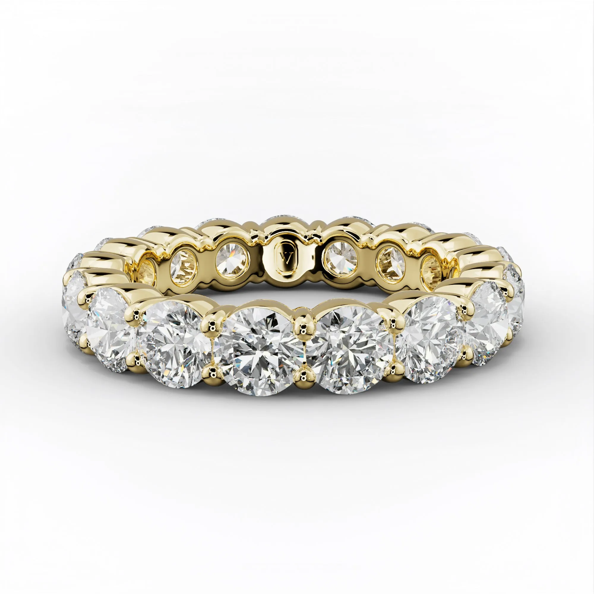 4.0 Carat Round Cut Diamond Classic Eternity Band Shared Prong
