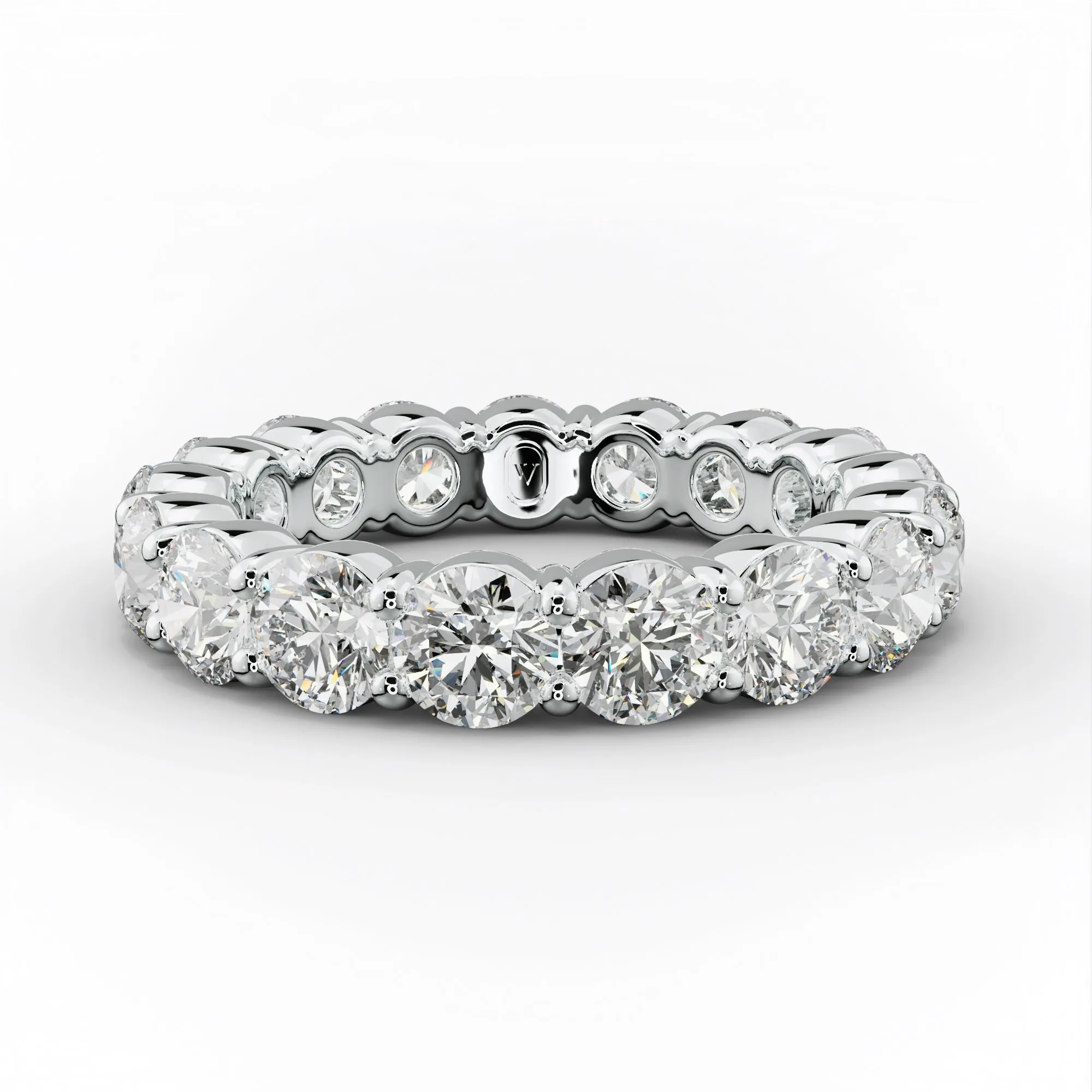 4.0 Carat Round Cut Diamond Classic Eternity Band Shared Prong