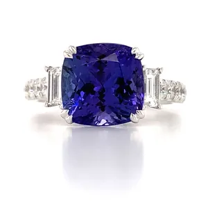 4.36carat Tanzanite & Baguette Diamond Ring