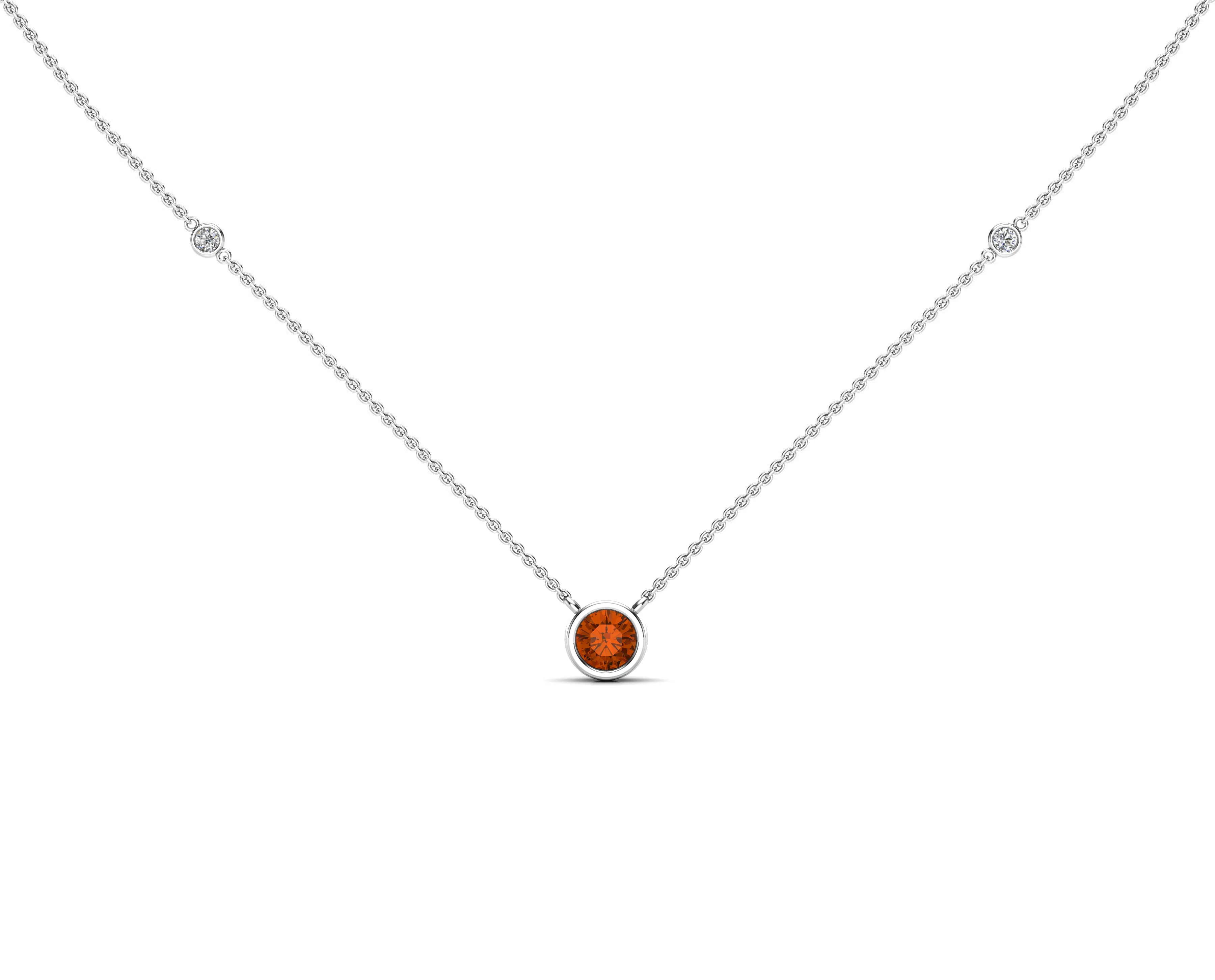 5MM Gemstone & Diamond Accent Necklace, 16"-18" in 14K Gold