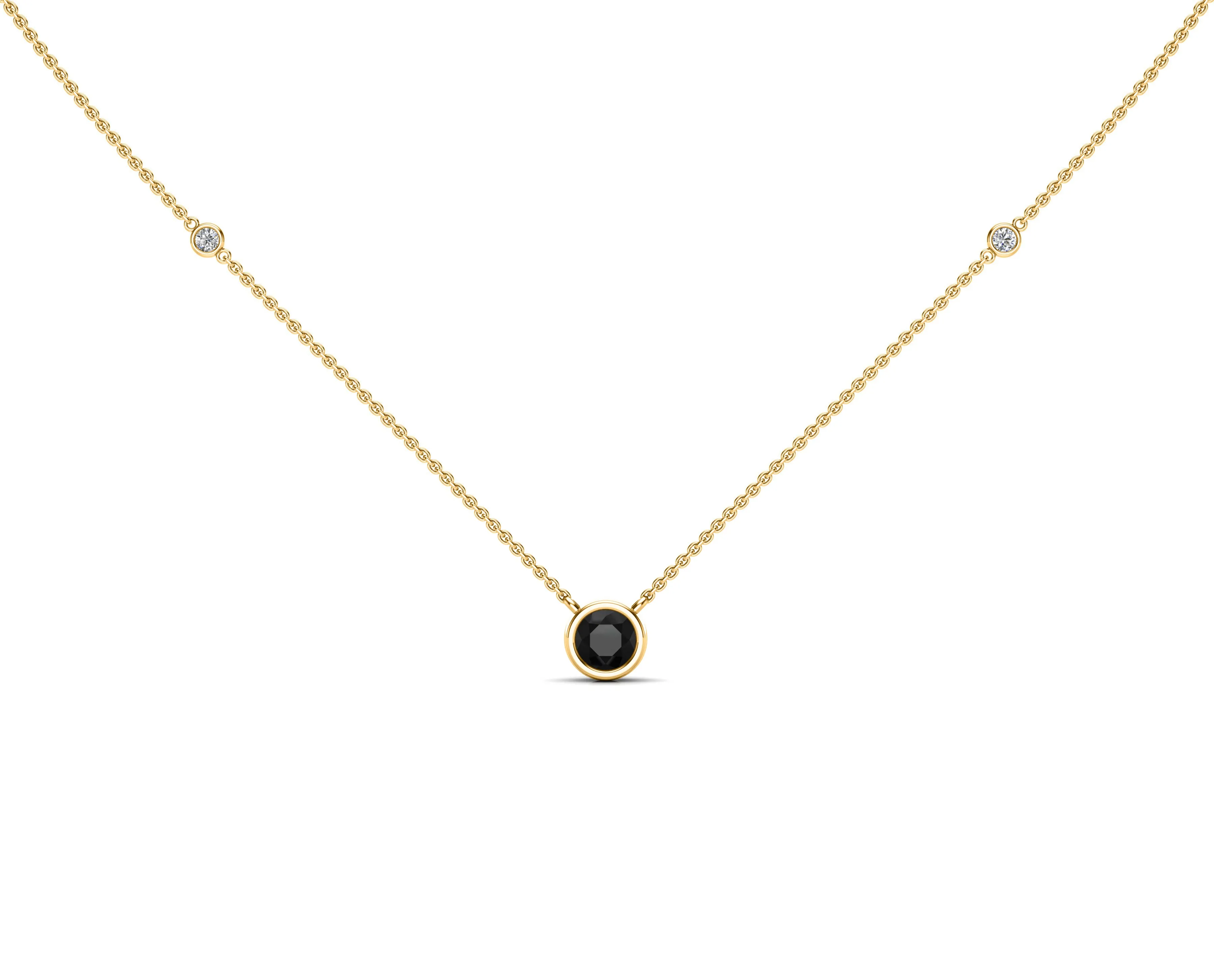 5MM Gemstone & Diamond Accent Necklace, 16"-18" in 14K Gold