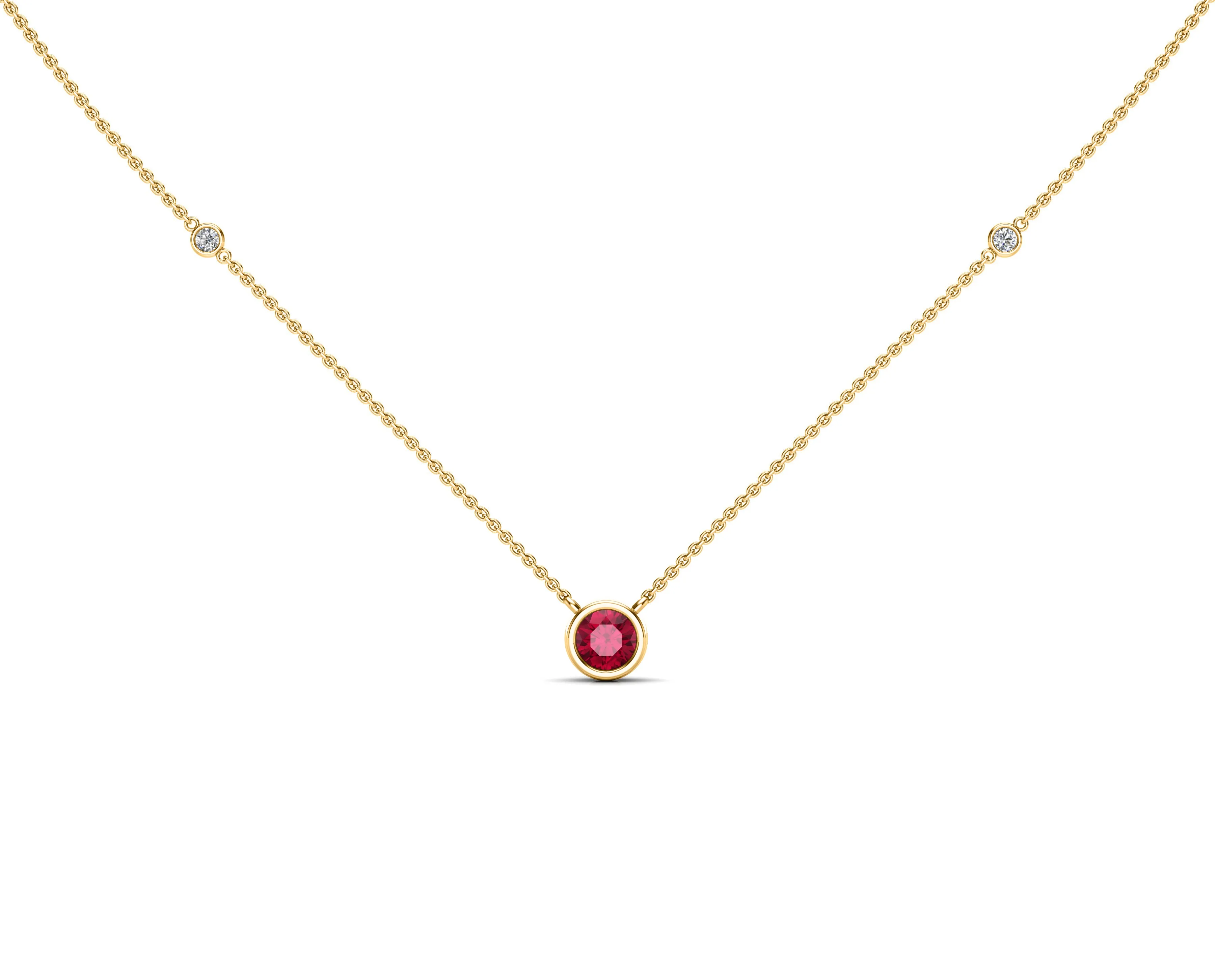 5MM Gemstone & Diamond Accent Necklace, 16"-18" in 14K Gold