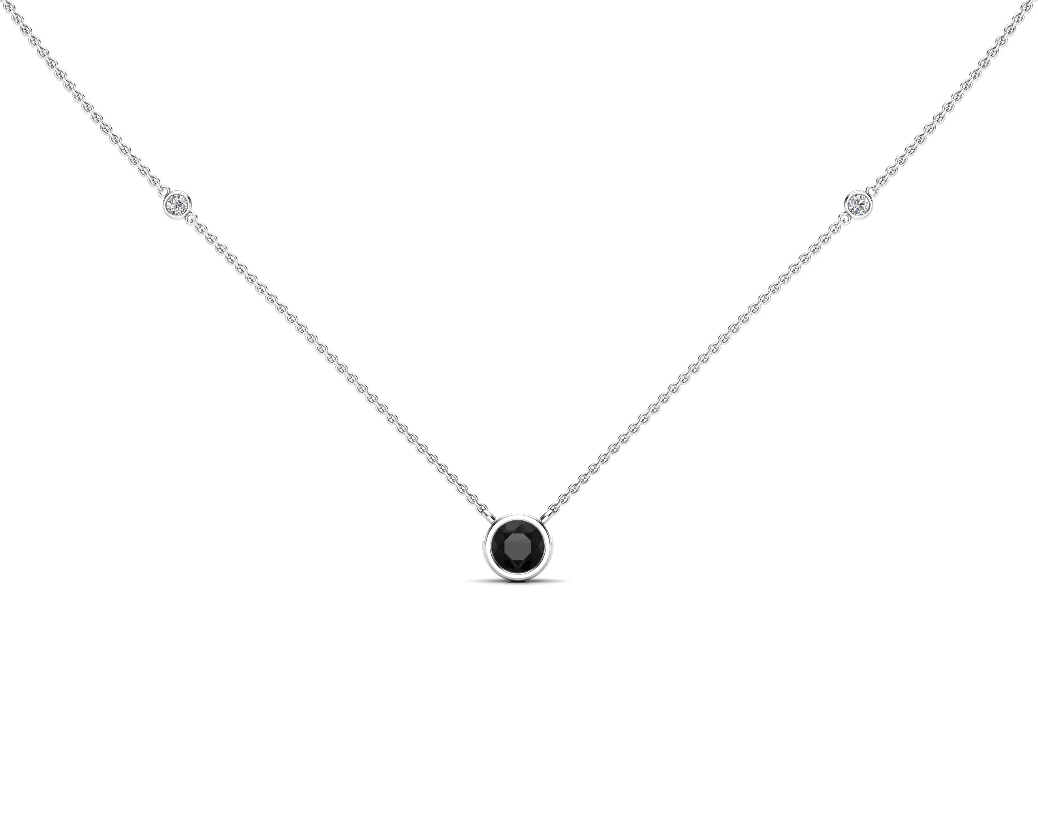 5MM Gemstone & Diamond Accent Necklace, 16"-18" in 14K Gold