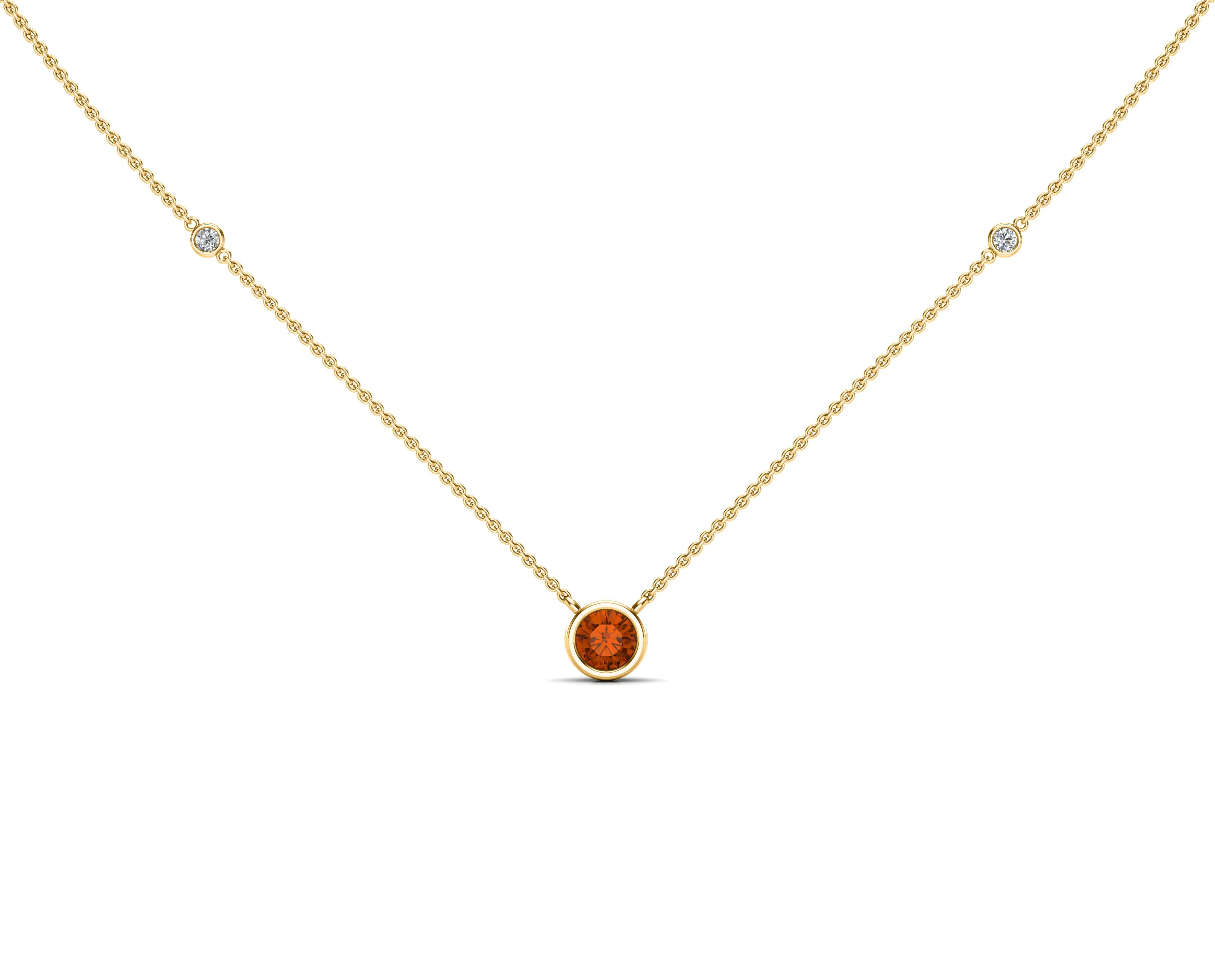 5MM Gemstone & Diamond Accent Necklace, 16"-18" in 14K Gold