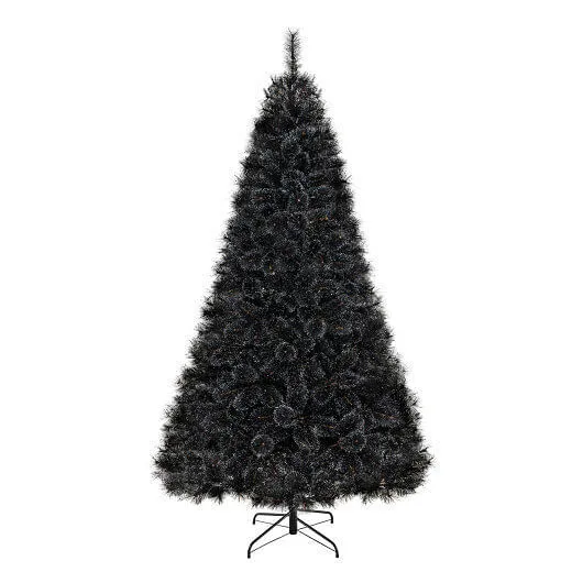 6/7/8 Feet Black Artificial Halloween Christmas Tree with PVC Branch Tips and 21