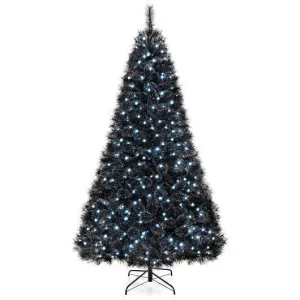 6/7/8 Feet Black Artificial Halloween Christmas Tree with PVC Branch Tips and 21