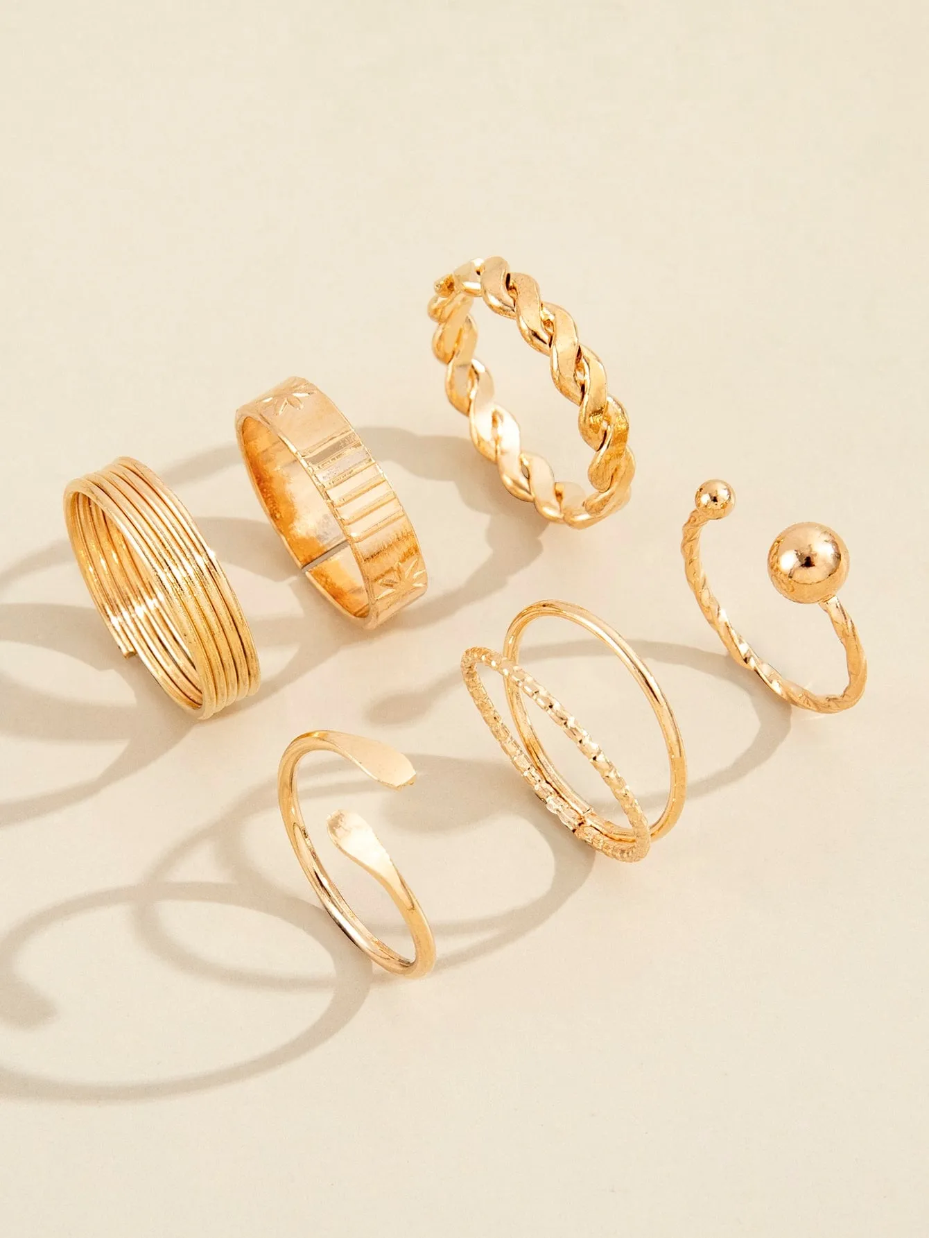 6pcs Round Ball Decor Ring - Gold