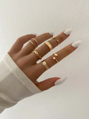 6pcs Round Ball Decor Ring - Gold
