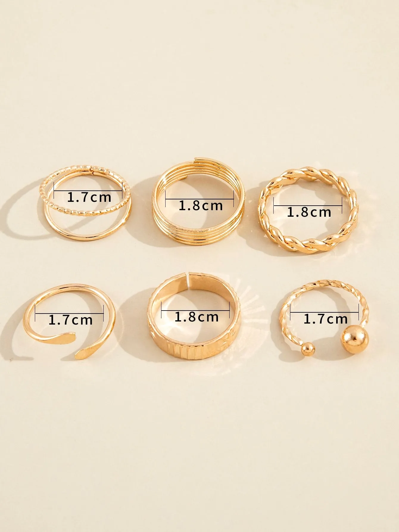 6pcs Round Ball Decor Ring - Gold