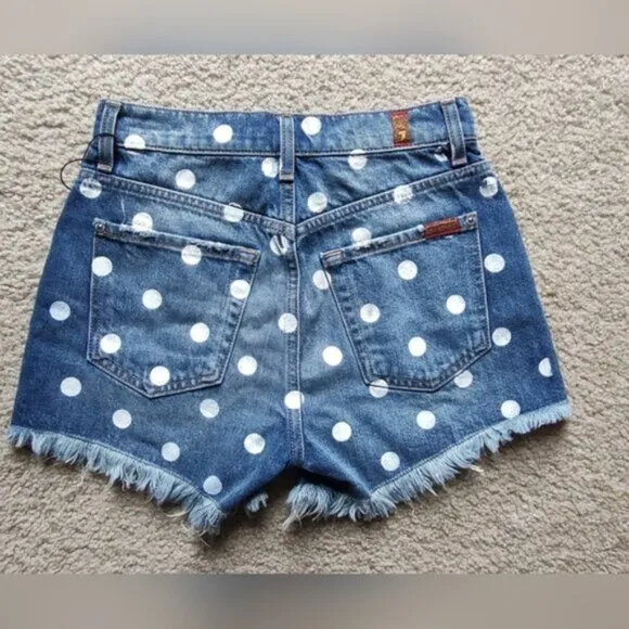 7 For All Mankind denim polka dot shorts jean cutoff 24 25
