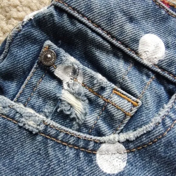 7 For All Mankind denim polka dot shorts jean cutoff 24 25