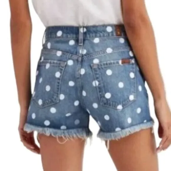 7 For All Mankind denim polka dot shorts jean cutoff 24 25