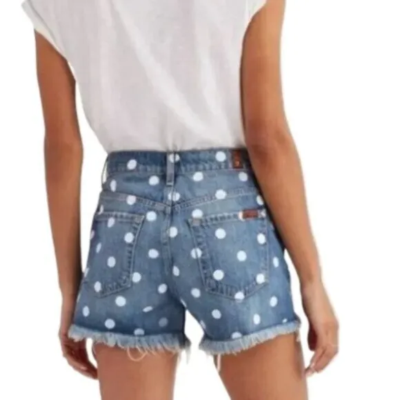 7 For All Mankind denim polka dot shorts jean cutoff 24 25