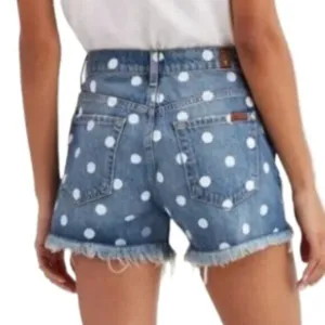 7 For All Mankind denim polka dot shorts jean cutoff 24 25