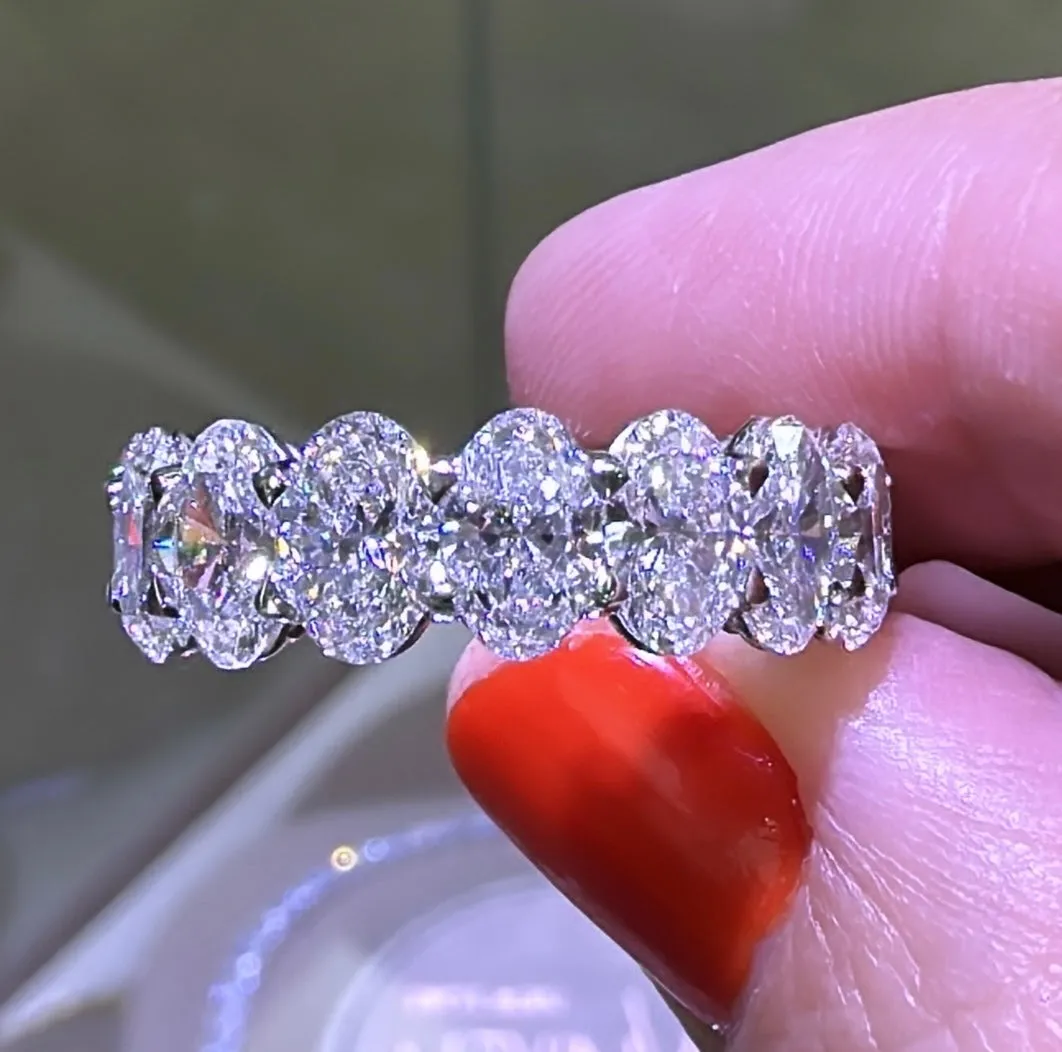 7.24ct tw All GIA Certified 16 Oval CutEternity Band Crafted Luxurious Platinum