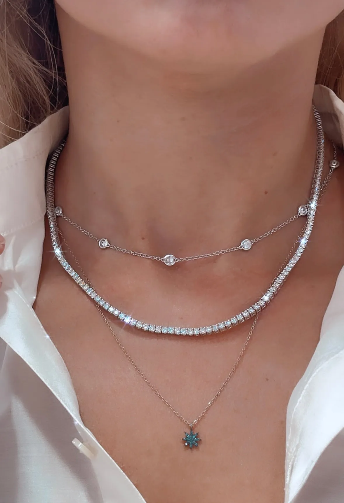 7.76ct tw Diamond Riviera Line Tennis Statement Necklace