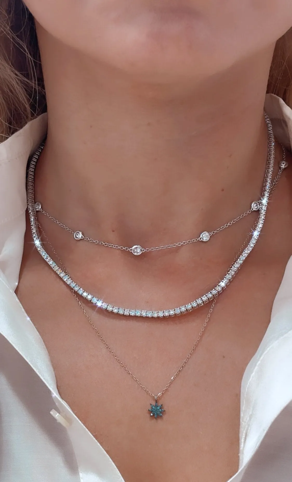 7.76ct tw Diamond Riviera Line Tennis Statement Necklace