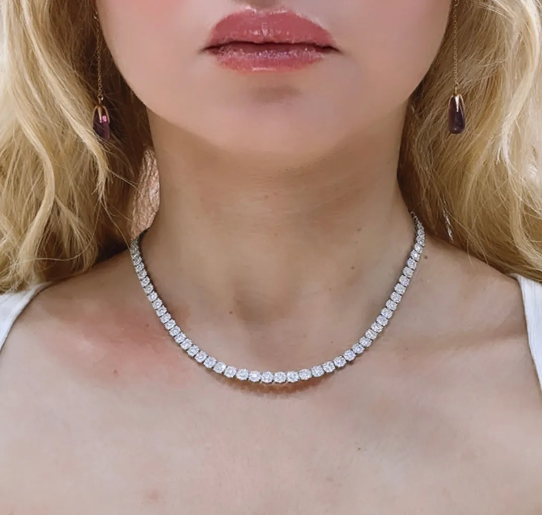 7.83ct t.w. Diamond Statement Invisible Set Tennis Flower Necklace