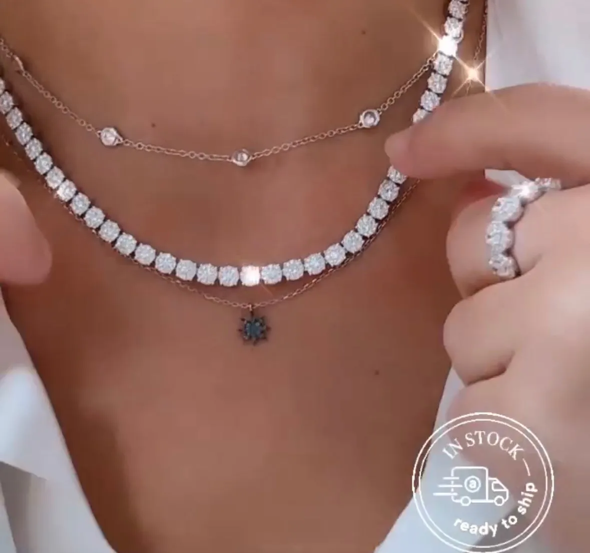 7.83ct t.w. Diamond Statement Invisible Set Tennis Flower Necklace