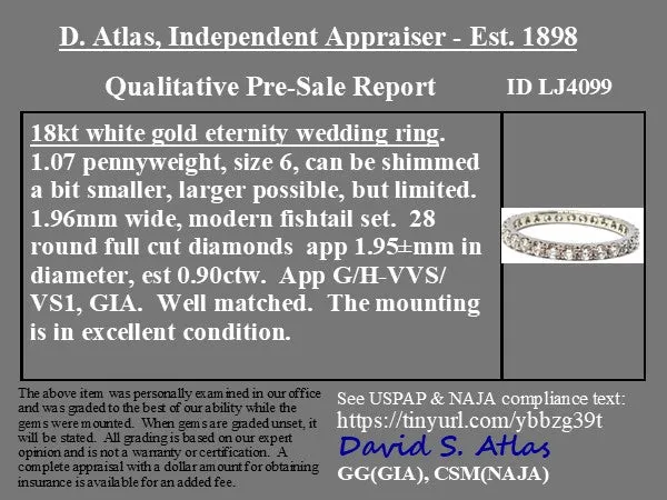 .90ctw Round Cut Diamond Eternity Band