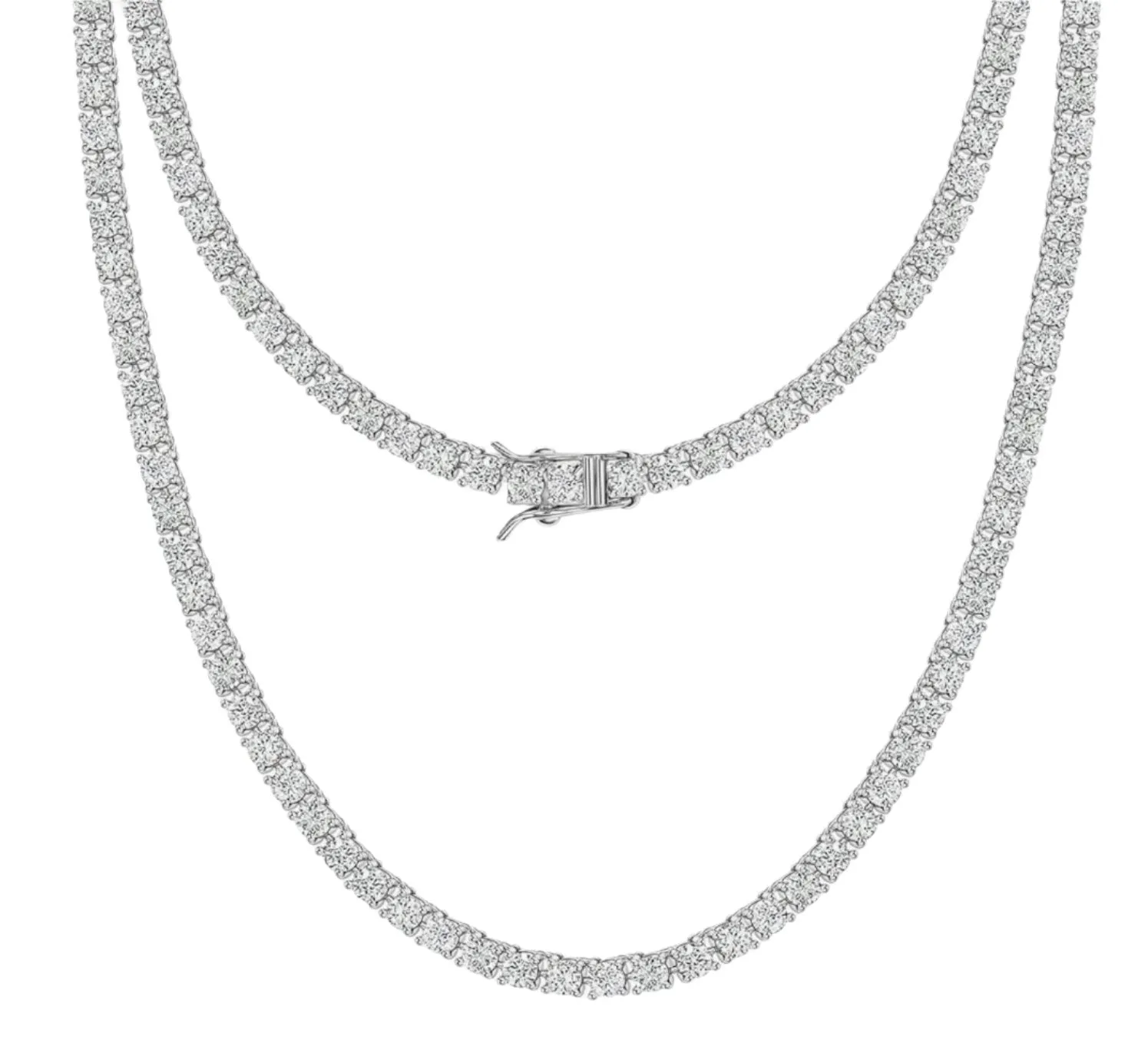 925 Silver Round Moissanite Tennis Necklace 3mm Chain Iced Out - M500069