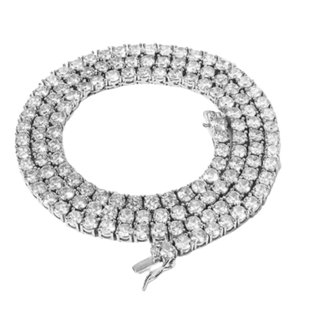 925 Silver Round Moissanite Tennis Necklace 3mm Chain Iced Out - M500069