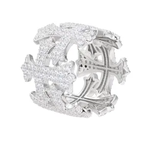 925 Sterling Silver Cubic Zirconia Cross Ring- C100019