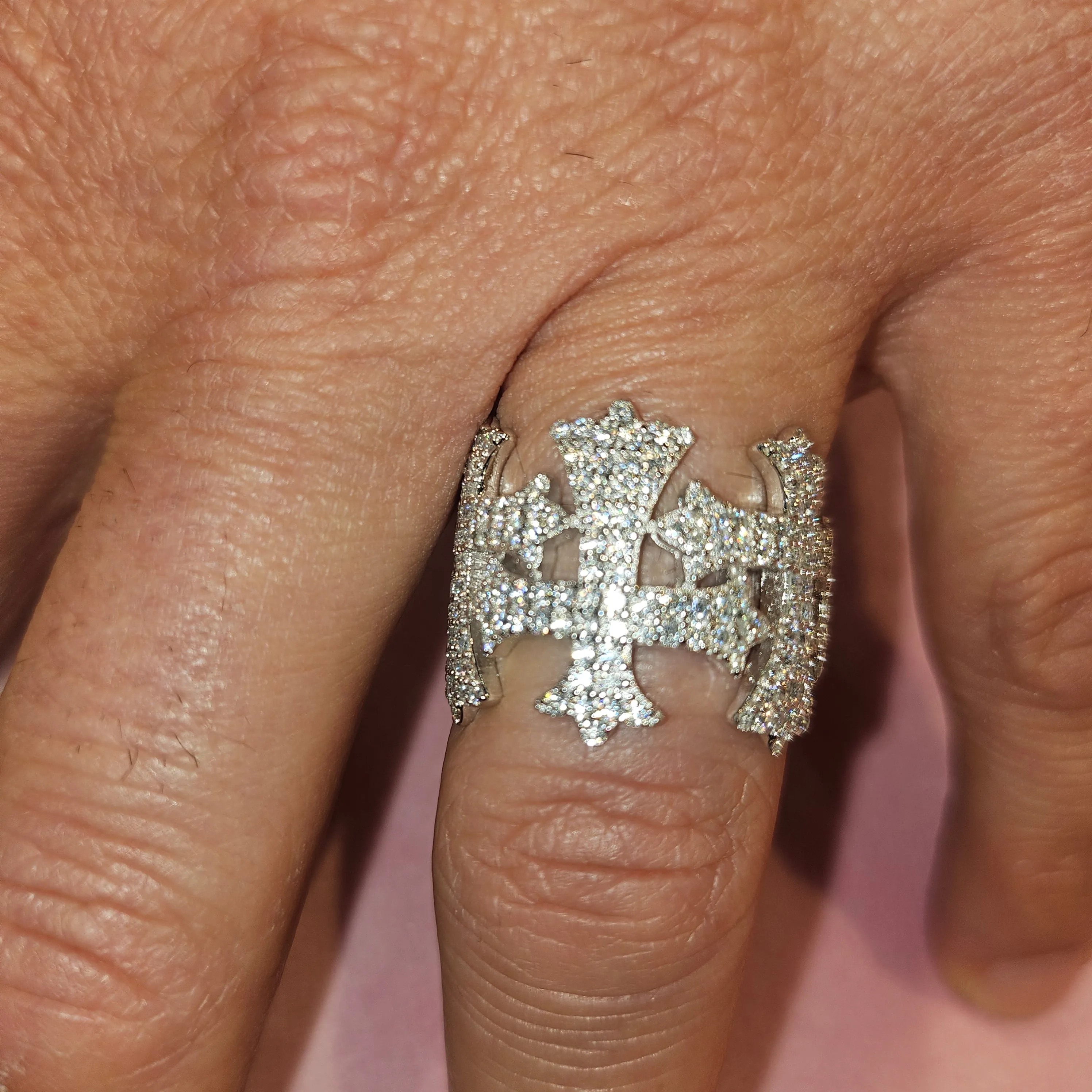 925 Sterling Silver Cubic Zirconia Cross Ring- C100019