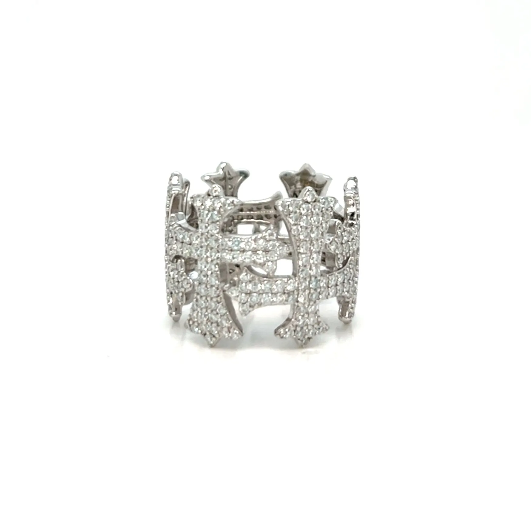 925 Sterling Silver Cubic Zirconia Cross Ring- C100019