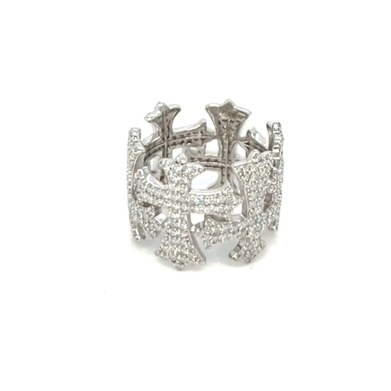 925 Sterling Silver Cubic Zirconia Cross Ring- C100019