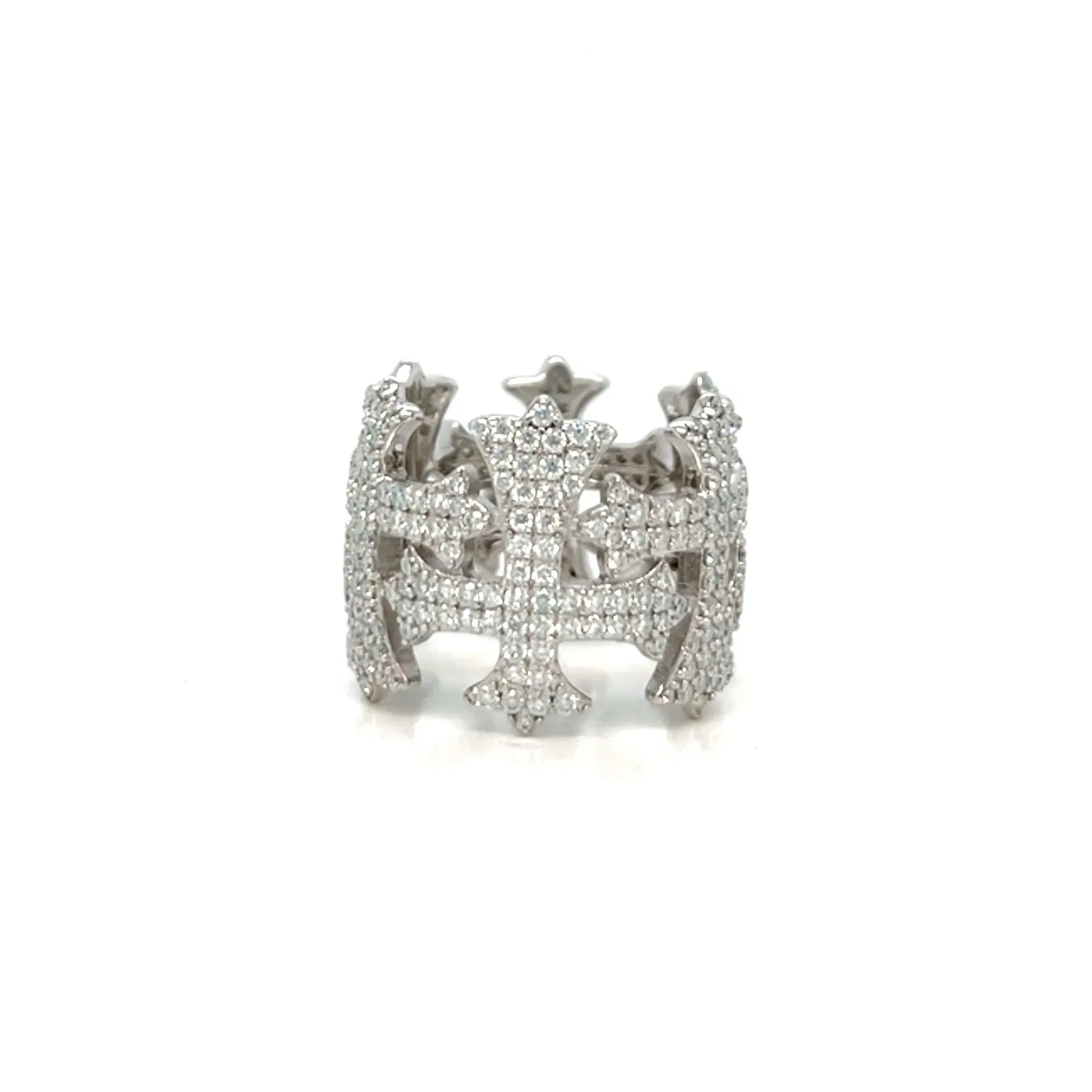 925 Sterling Silver Cubic Zirconia Cross Ring- C100019